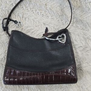 Vintage Brighton Sweetheart Pendant Black Brown Leather Shoulder bag